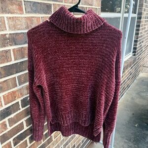 Pink Rose Maroon Turtleneck Sweater